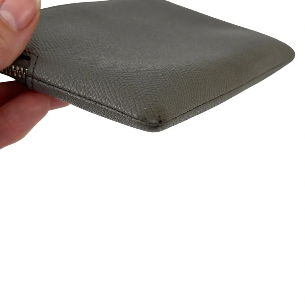 Coach F58032 Corner Zip Wristlet Crossgrain Leather Wallet Gray Small